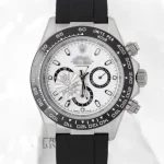 Silver Case White Dial Rubber Strap