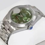 Silver Chain Green Dial Fluted Bezel Roman Figure Automatic Watch