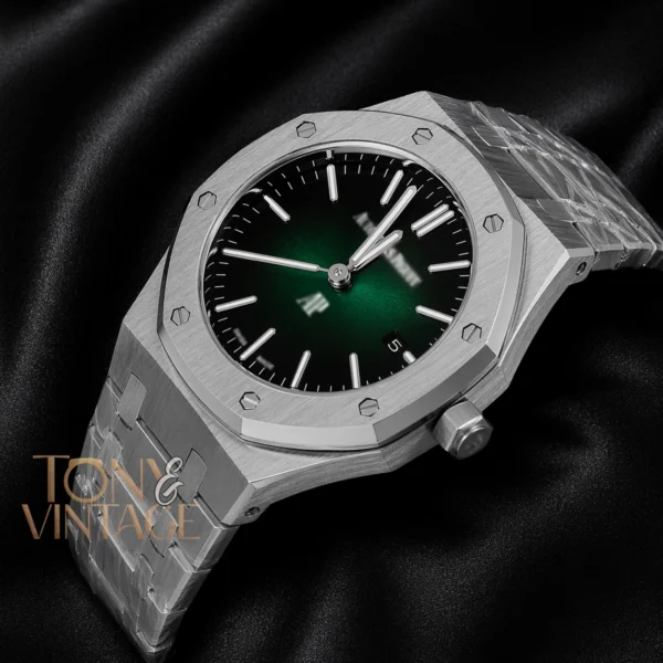Silver Green Dial Chain Watch for Men