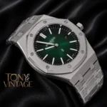 Silver Green Dial Chain Watch for Men