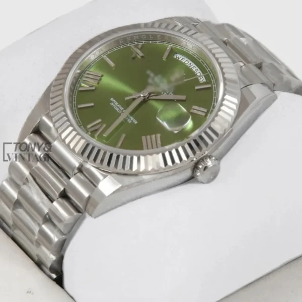 Silver Green Dial & Roman Numerals Automatic Watch