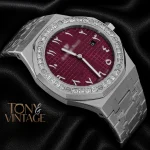 Silver Purple Dial Stone Bezel