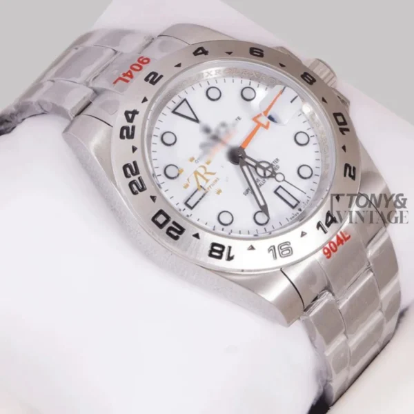 Silver Stainless Steel Automatic Watch with White Dial