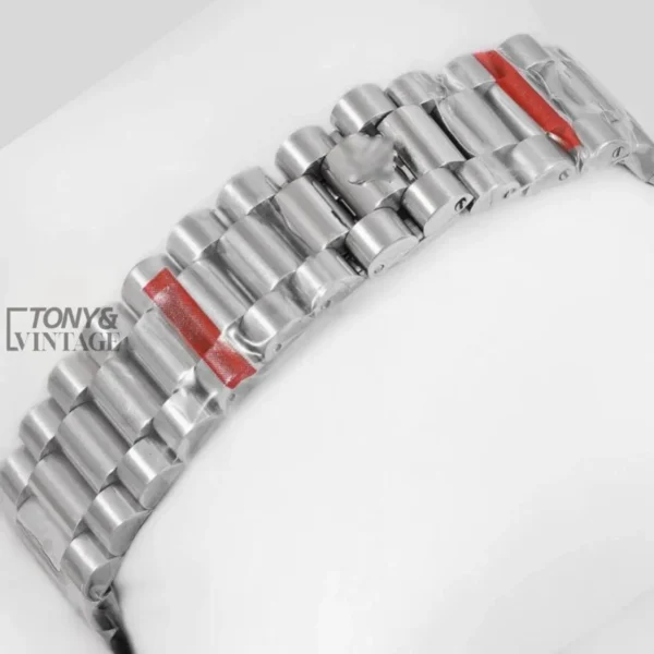 Silver White Printed Dial & Fluted Bezel Automatic Watch
