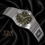 Silver With Green Dial Stone Figure Ladies Watch