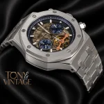 Tourbillon Chronograph Silver Grey Dial Automatic Watch
