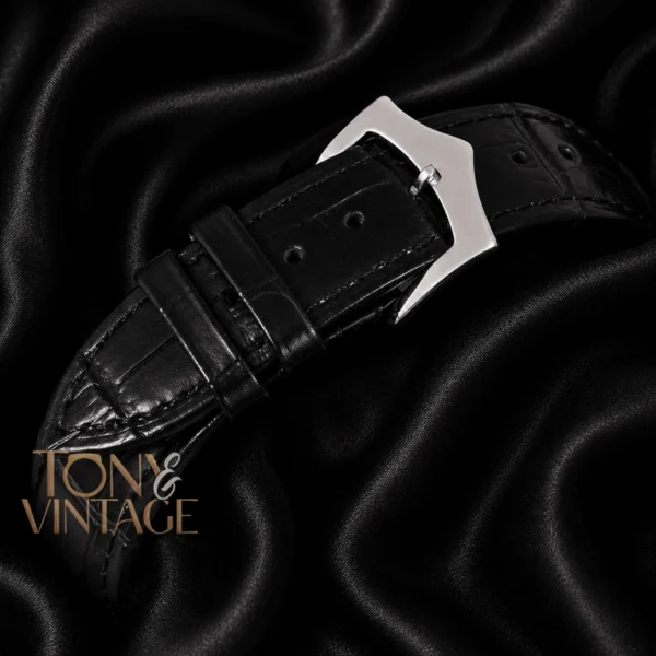 Tourbillon Moon Phase Silver Watch with Skeleton Dial and Leather Strap for Men