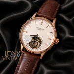 Tourbillon Rose Gold Case With White Dial & Brown Leather Strap