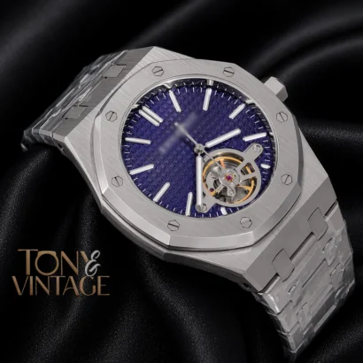 Tourbillon Silver Blue Dial Automatic Watch