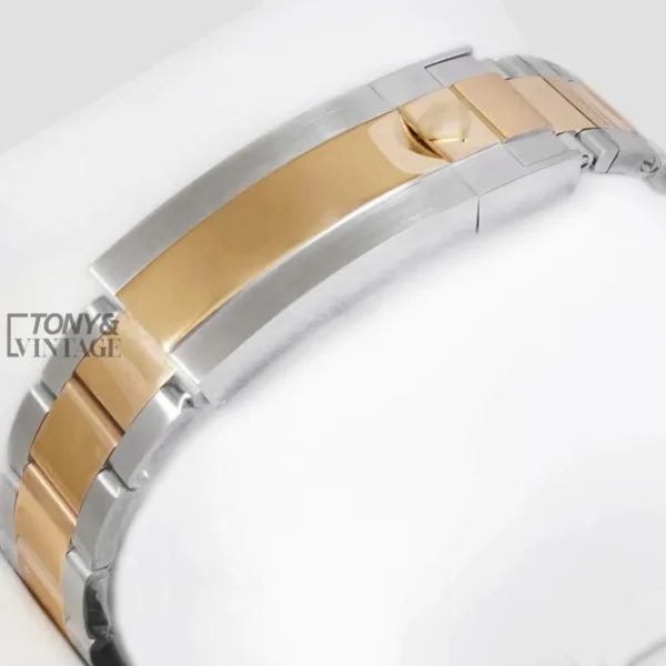 Two Tone Chain Black Dial & Bezel Automatic Watch