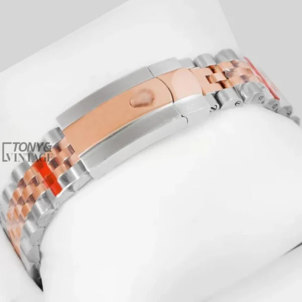 Two Tone Rose Gold Black Dial Roman Figure