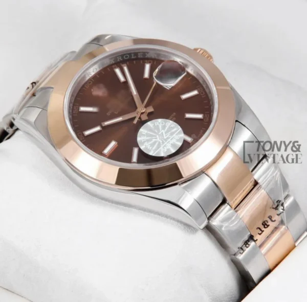 Two Tone Rose Gold Brown Dial