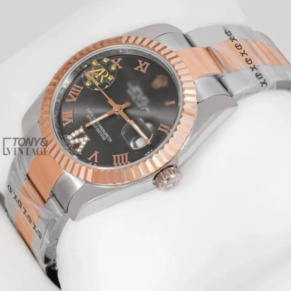 Two Tone Rose Gold Charcoal Gray Dial