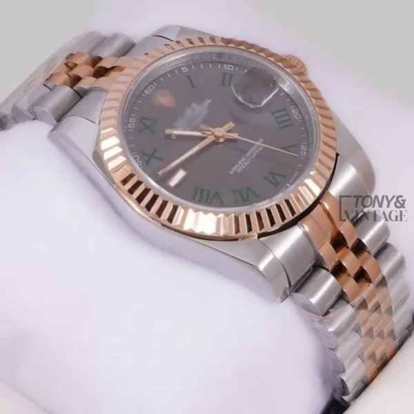 Two Tone Rose Gold Grey Dial & Roman Index Automatic Watch