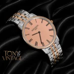 Two Tone Rose Gold Watch with Dial and Chain