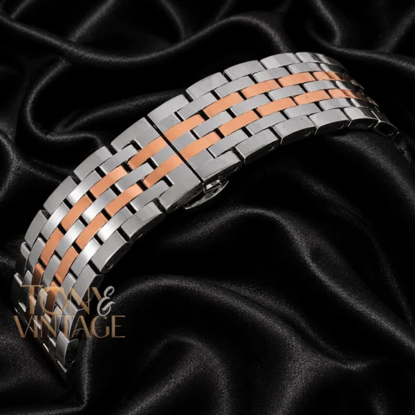 Two Tone Rose Gold Watch with Dial and Chain