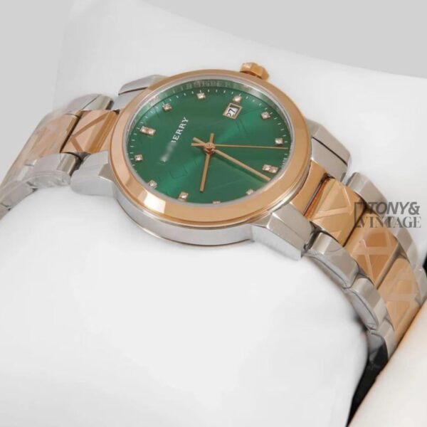 Two Tone Rose Gold With Green Dial Ladies watch.