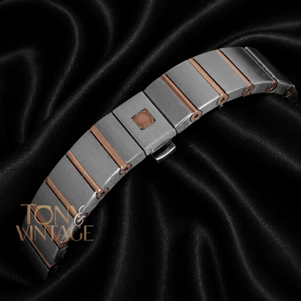 Two Tone Rose Gold With Silver Dial Stone Figure Ladies Watch