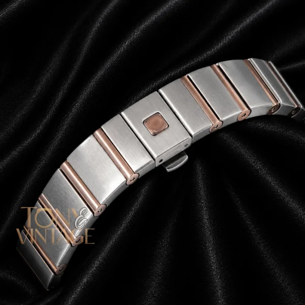 Two Tone Rose Gold With White Dial Stone Figure & Bezel Ladies Watch