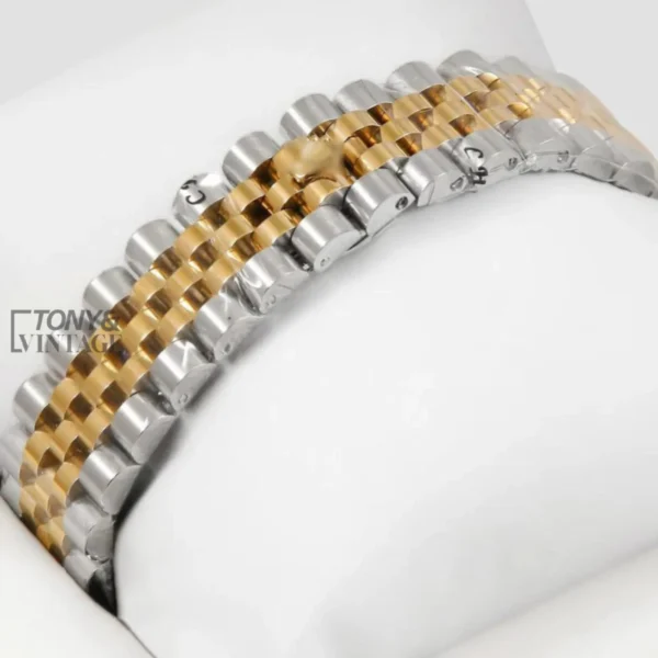 Two-Tone Yellow Gold Automatic Watch with Fluted Bezel and Matching Dial