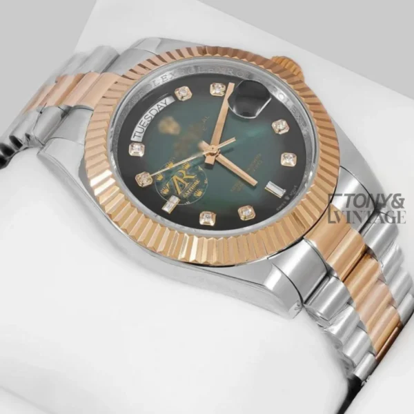 Two Tone Yellow Gold Green Dial