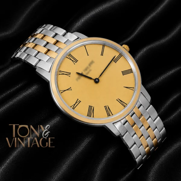 Two Tone Yellow Gold Watch with Dial and Chain 2 copy