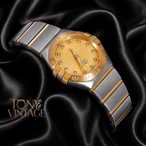Two Tone Yellow Gold With Dial Stone Figure Ladies Watch 2 copy