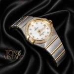 Two Tone Yellow Gold With White Dial Stone Bezel & Figure Ladies Watch