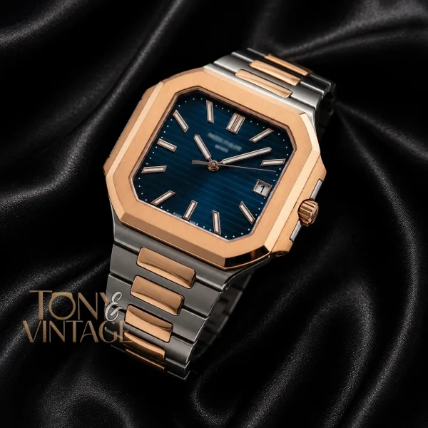 Two tone Rose Gold Blue Dial Watch 1