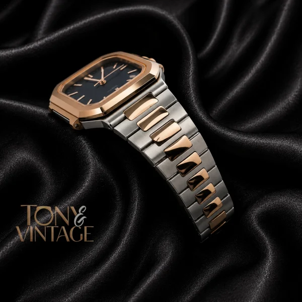 Two tone Rose Gold Blue Dial Watch