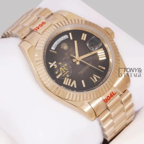 Yellow Charcoal Gray Dial Roman Numeral & Fluted Bezel