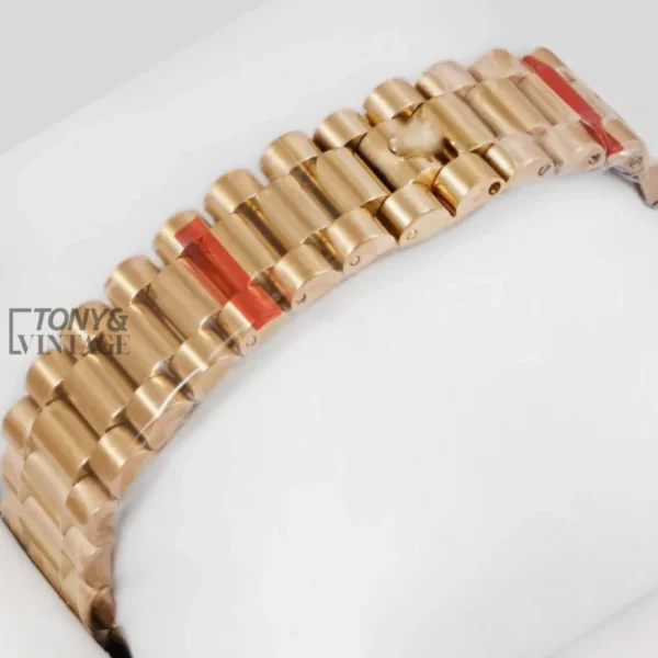 Yellow Gold Automatic Watch with Peach Dial