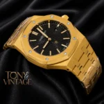 Yellow Gold Black Dial Chain Watch