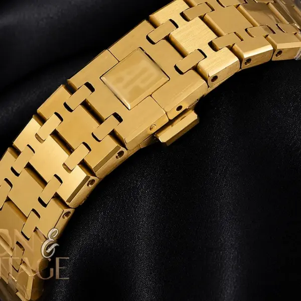 Yellow Gold Black Dial Chain Watch