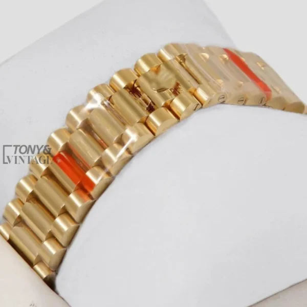Yellow Gold Black Dial Stone Bezel Automatic Watch