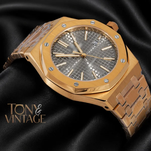 Yellow Gold Gray Dial Chain Watch 2 copy