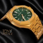 Yellow Gold Green Dial Chain Watch