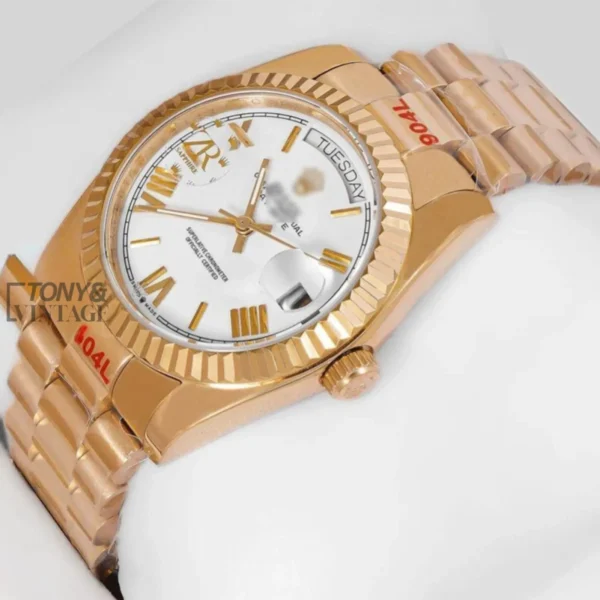 Yellow Gold White Dial Roman Figure Automatic Watch