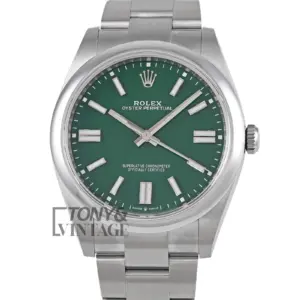 All Silver Green Dial Automatic Watch 124300