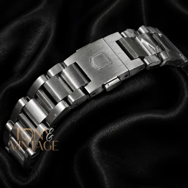 All Silver Chronograph Watch with Blue Dial and Bezel