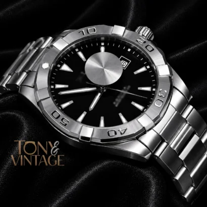 All Silver Watch with Deep Black Dial
