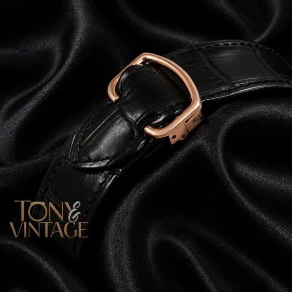 Ballon Bleu Moon Phase Rose Gold Watch With Skeleton Dial and Leather Strap