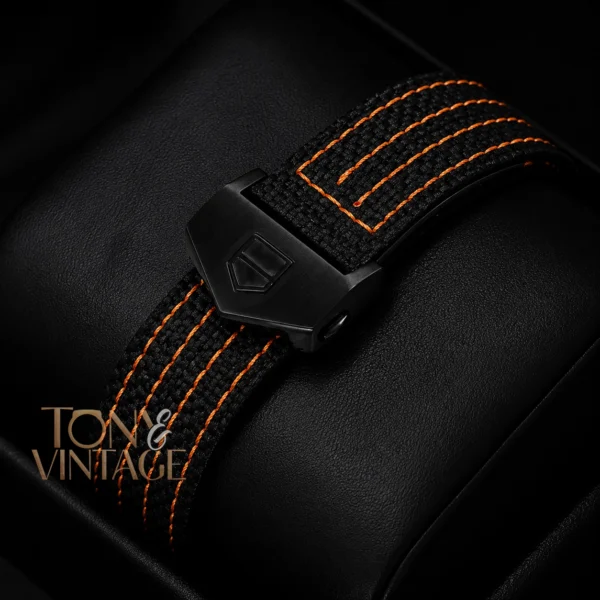 Chronograph All Black Case Watch with Dial and Black Leather Strap
