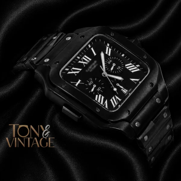 Chronograph All Black Watch With Matching Dial and Chain 2 copy