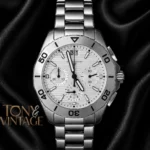 Chronograph All Silver Watch with Dial & Chain