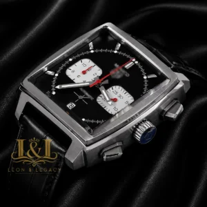 Chronograph Final Edition Silver Case with Black Dial and Black Leather Strap Watch