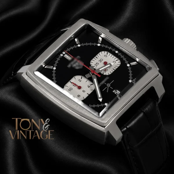 Chronograph Final Edition Silver Case with Black Dial and Black Leather Strap Watch2 copy