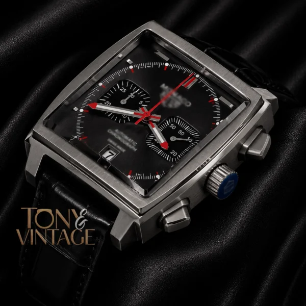 Chronograph Final Edition Silver Case with Grey Dial and Black Leather Strap Watch