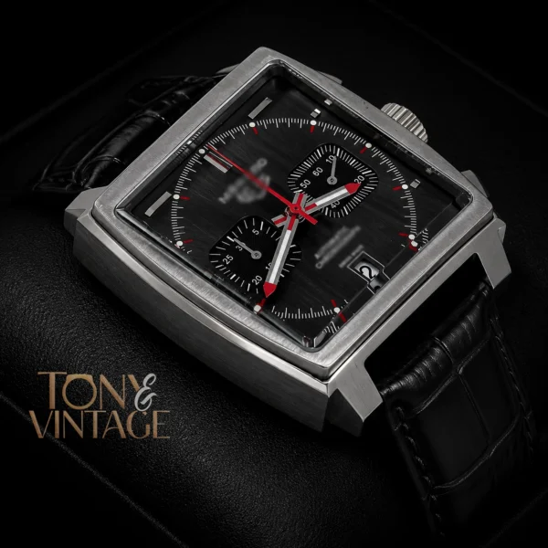 Chronograph Final Edition Silver Case with Grey Dial and Black Leather Strap Watch2 copy