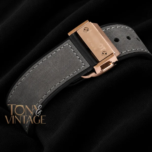 Chronograph Rose Gold Case With Black Dial & Grey Velvet Strap